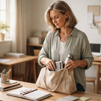Docente reflexionando al inicio de la semana en su escritorio escolar